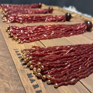 Set Of 6 Hand Beaded Fringe Tassels